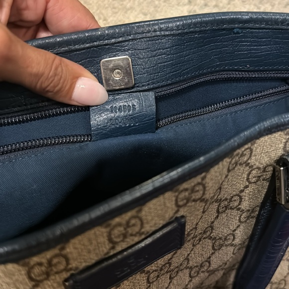Gucci GG Canvas Tote Bag Beige and Navy - Picture 5 of 8